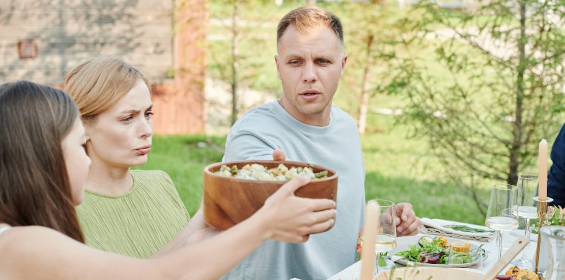 a family having a dinner