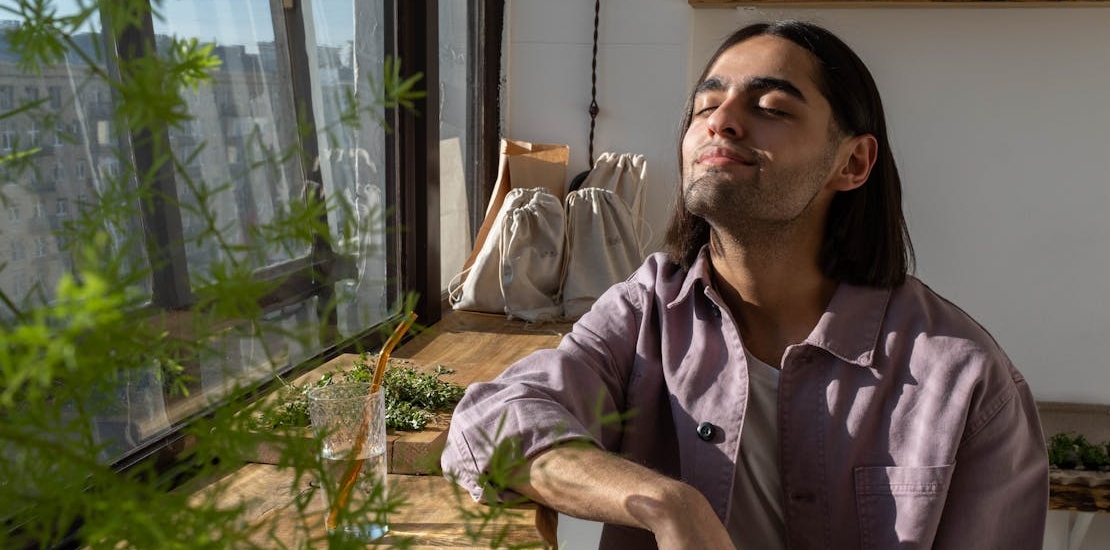 a man feeling relaxed 