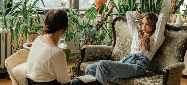Patient talking to a therapist.