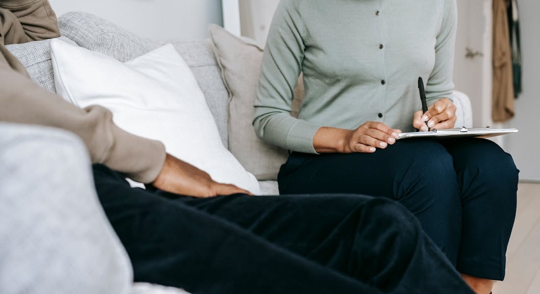 woman sitting on a couch
