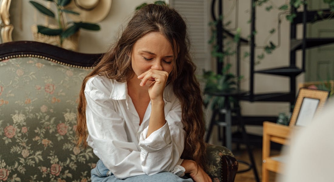 a woman crying